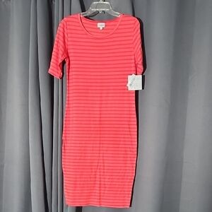 LuLaRoe Coral Striped Midi Dress
